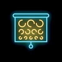 Glowing neon sign of an eye test chart used by ophthalmologists for vision examination vector