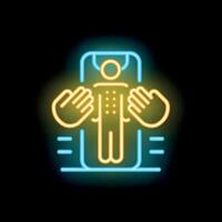 Neon sign representing augmented reality gaming with haptic suit vector
