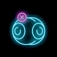 Neon sign showing planet earth with sad eyes and a big red cross on it vector