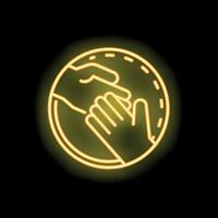 Neon icon of two hands holding each other in a circle vector