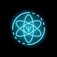 Neon icon of psychology symbol inside atom model glowing on black background vector