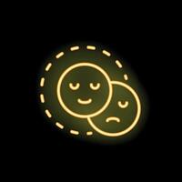 Neon sign showing two faces expressing opposite emotions vector