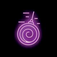 Neon sign representing a spinning hypnosis spiral on black background vector