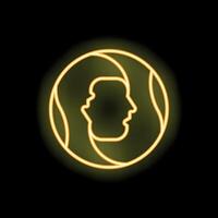 Neon icon of two faces forming a circle representing gemini zodiac sign vector