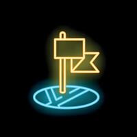 Neon sign showing a flag marking a location on a city map vector