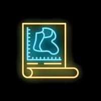 Neon icon of a robot blueprint glowing on a black background vector