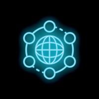 Neon icon of global network showing internet connection vector