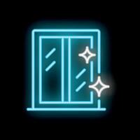 Neon icon of window cleaning service sparkling clean glass vector