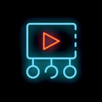 Neon sign with play button showing streaming platform vector