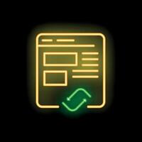 Neon icon of website with refreshing arrows on black background vector