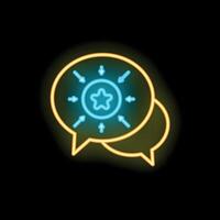 Neon icon of speech bubbles showing convergent thinking vector