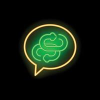 Neon green speech bubble showing interconnected chain links on black background vector