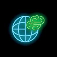 Neon icon of connected world representing global network and international communication vector