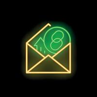 Neon icon of open envelope with hyperlink and house symbol vector