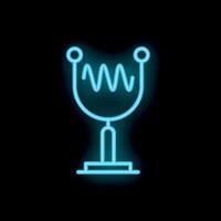 Blue neon sign showing sound wave vibration frequency on black background vector