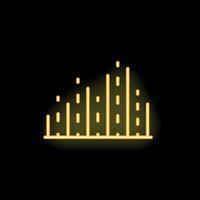 Neon business graph increasing showing growth on black background vector