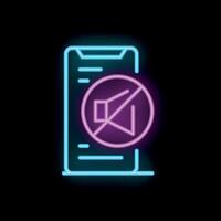 Neon icon of smartphone showing mute mode sign vector