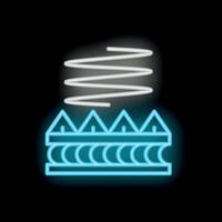 Neon icon of breathable mattress with airflow for comfortable sleep vector