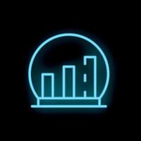 Neon icon of growing bar chart in circle on black background vector