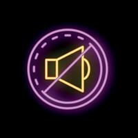 Neon style icon showing a speaker with a slash through it vector