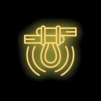 Glowing neon icon of water leaking from damaged ceiling and dripping down vector