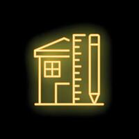 Neon style icon representing building project and drafting vector