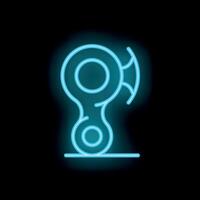 Neon sign representing a climbing descender for safe climbing and rappelling vector