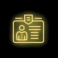 Neon icon of an id card displaying personal information vector