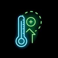 Neon icon of thermometer showing increasing temperature vector