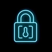Neon padlock icon representing online security and data encryption vector