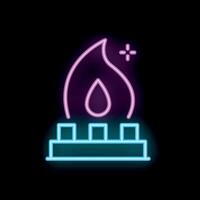 Neon style icon of gas burner with burning fire vector