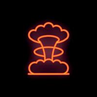 Neon sign representing a nuclear explosion with red and orange colors vector