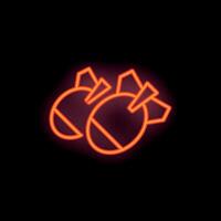 Neon sign of two bombs with burning fuses on a black background vector