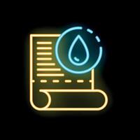 Neon icon of document with water drop representing water bill vector