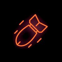Neon style icon of a bomb falling down with motion lines vector