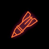 Neon rocket flying upward leaving a trail behind vector