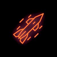Neon style rocket launching upwards through the air vector