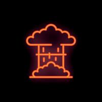 Neon style icon of nuclear explosion with mushroom cloud rising and spreading vector