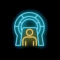 Neon icon of a patient undergoing a ct scan procedure vector