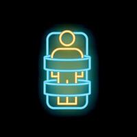 Neon sign representing a person lying down in a straightjacket restrained and trapped vector