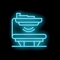 Neon icon of a magnetic resonance imaging machine scanning a patient vector
