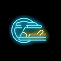 Neon sign representing worldwide delivery with airplane delivering package vector