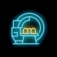 Neon medical icon of a patient undergoing a magnetic resonance imaging procedure vector