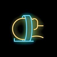 Neon sign representing hamster running in wheel on black background vector