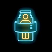 Neon sign showing credit card with digital person for biometric payment vector