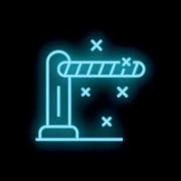 Neon barrier gate closing access point with glowing blue light vector
