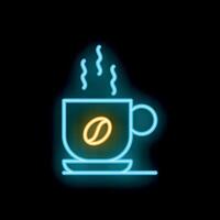 Neon sign of steaming coffee cup on a saucer vector