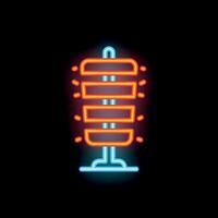 Neon sign representing shawarma spit roasting meat on vertical spit vector