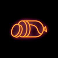 Neon sign showing sliced sausage on black background vector