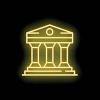 Glowing neon icon of a courthouse for law and justice concepts vector
